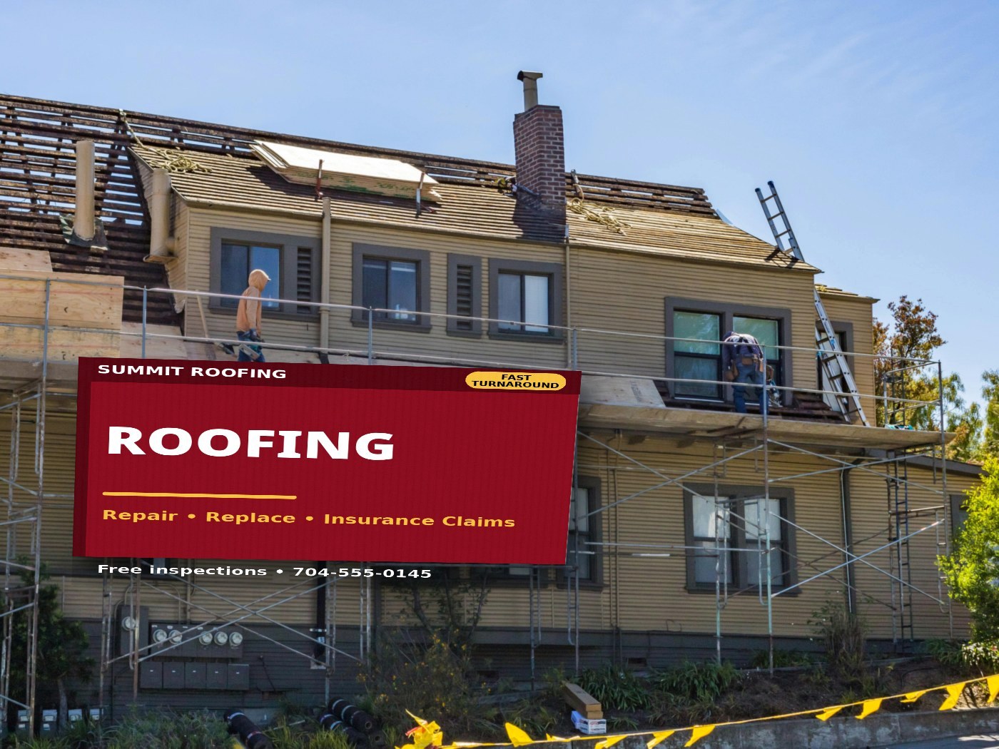 Roofing yard sign example