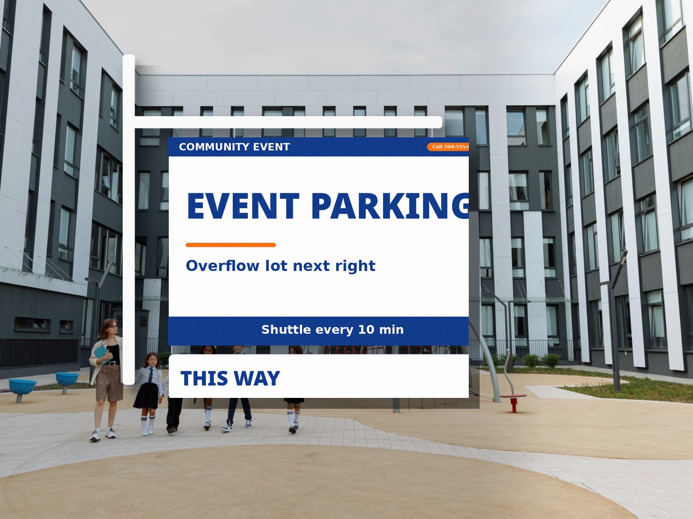 Event parking rider sign example