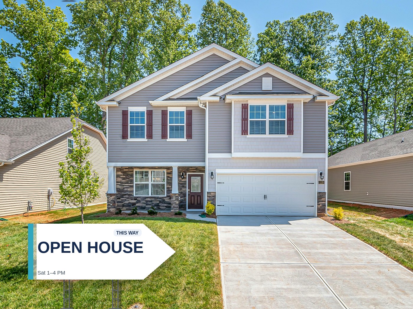 Open house or model-home directional arrow sign example