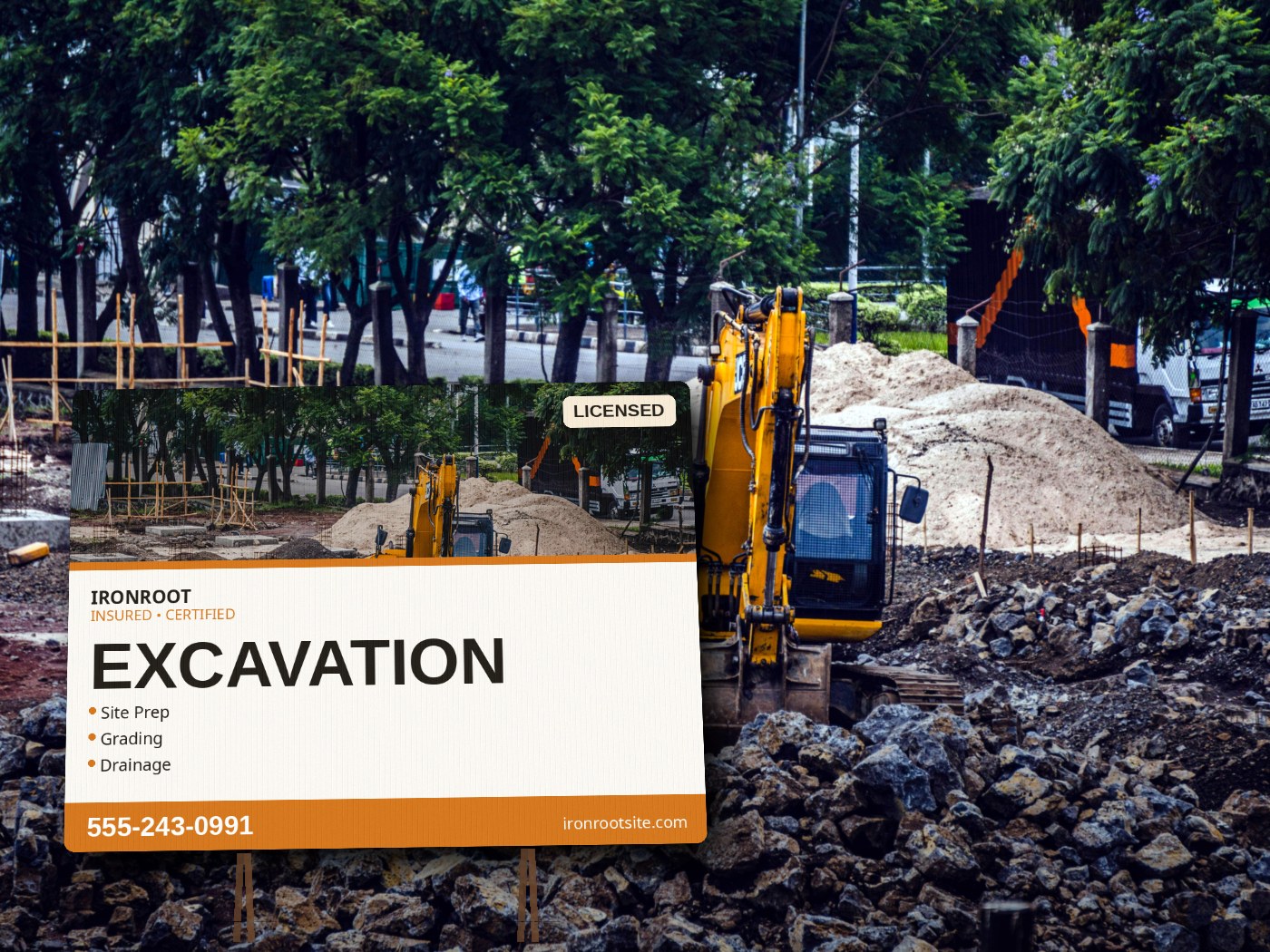 Excavation yard sign example