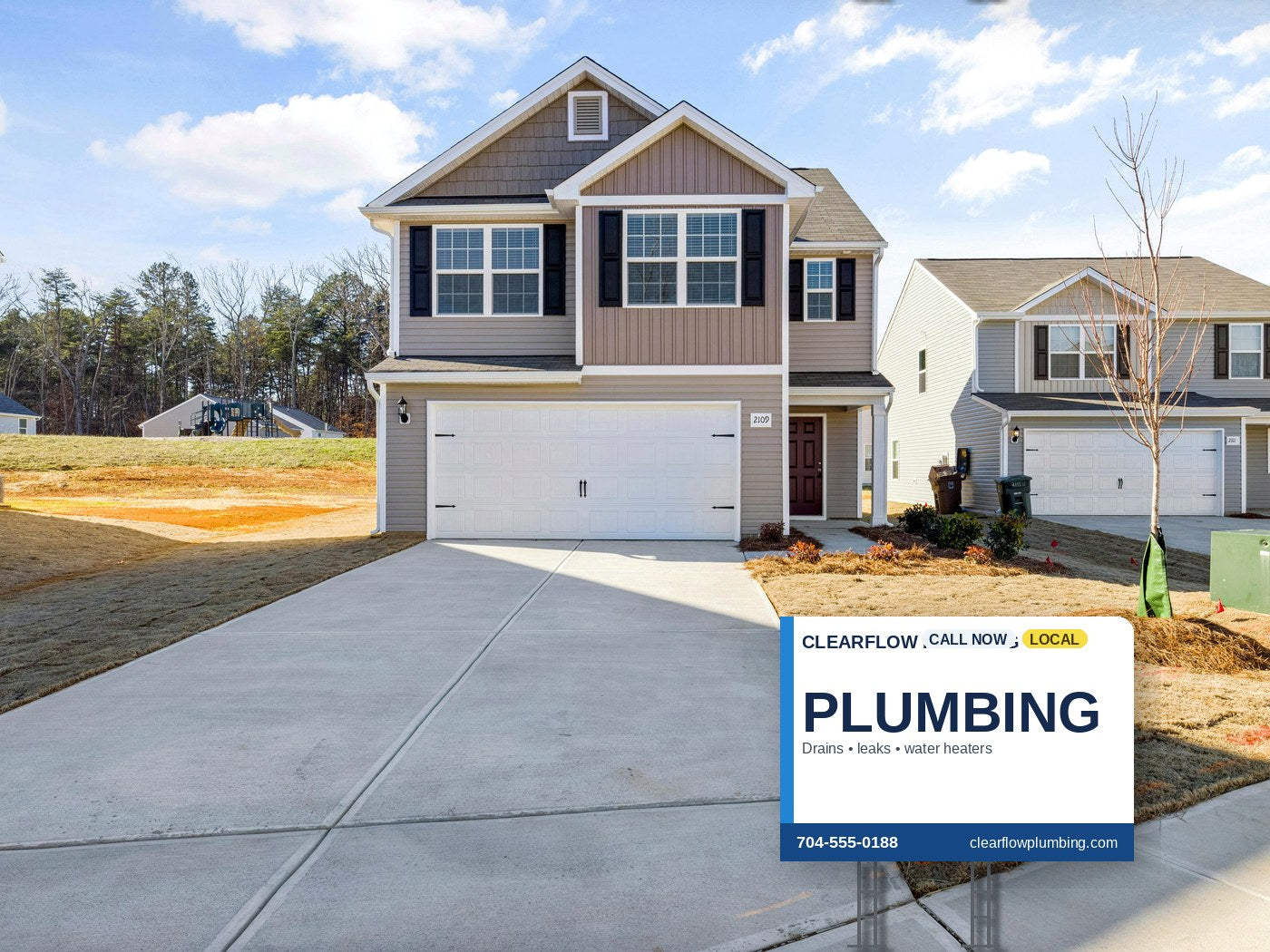 Plumbing yard sign example