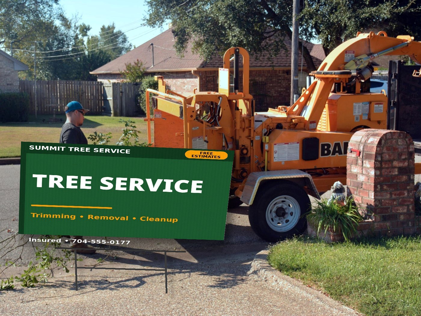 Tree service yard sign example