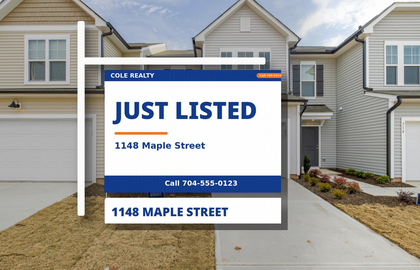 Just Listed rider sign example